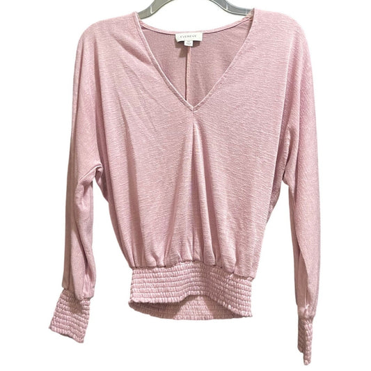 Evereve Size XS Light Pink/Purple Long Sleeve Cinched Waist Sweater Blouse
