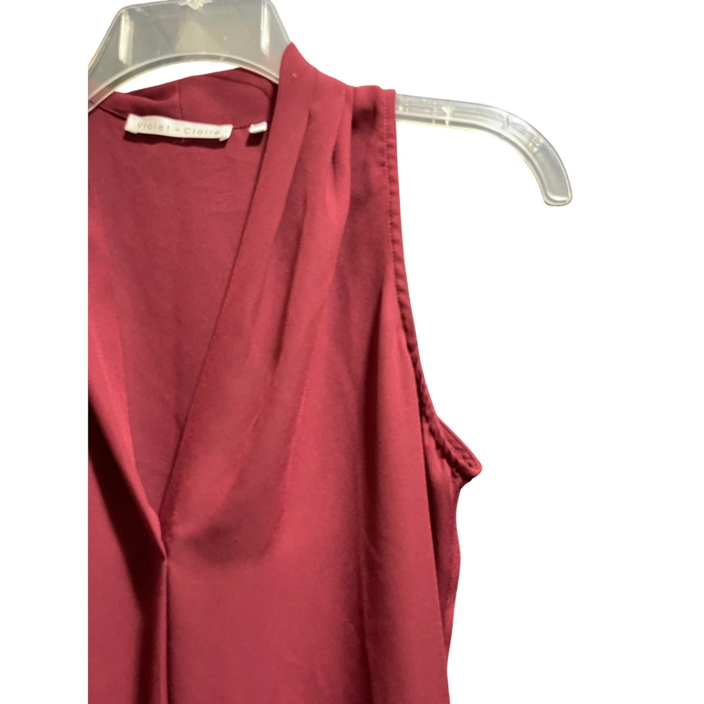 Violet & Claire Size Small Burgundy Sheer Sleeveless Blouse