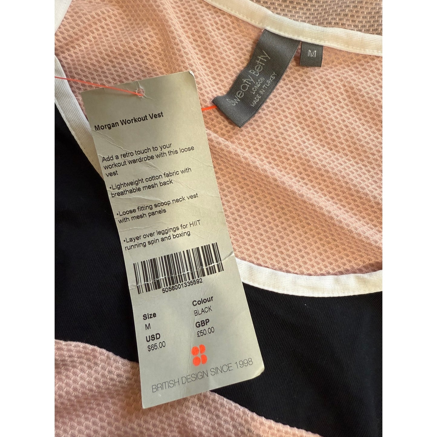 Sweaty Betty Morgan Workout Vest - NWT - Black & Pink - Medium