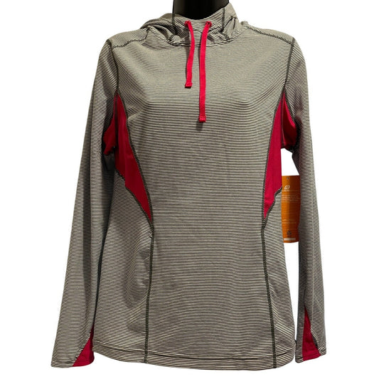 NWT Road Runner Gray Striped Hoodie Pink Lining - Size Medium