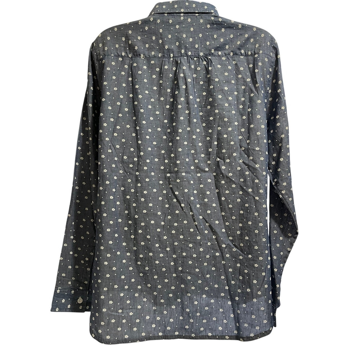 NWT Ann Taylor The Loft 100% Cotton Lightweight Floral Chambray Button Up Medium