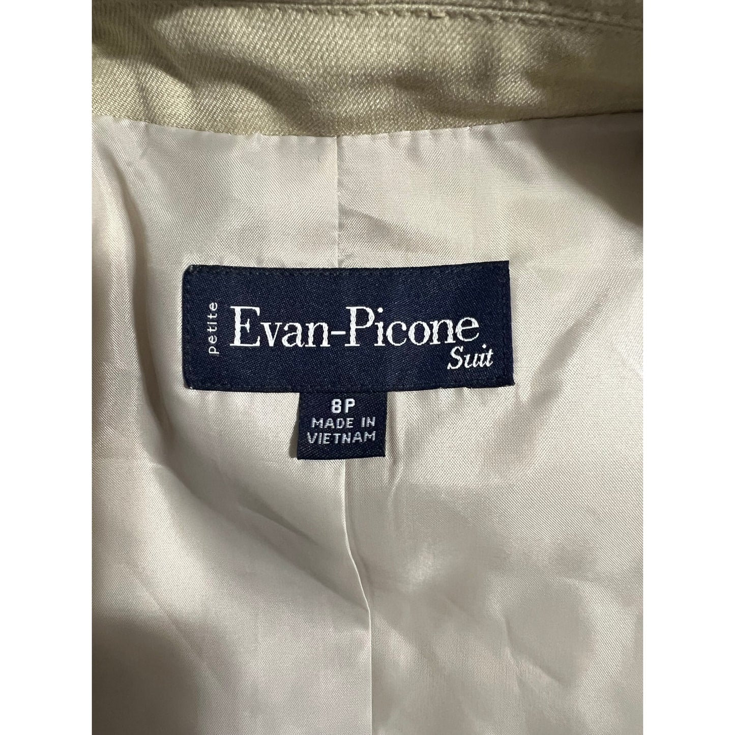 Vintage Y2K Evan Picone Suit - Beige 2 Button Jacket - 8 Petite