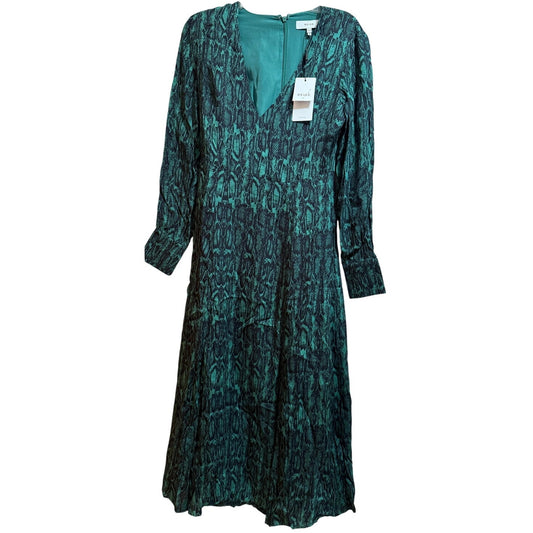 Reiss Greta Snake Skin Print Long Sleeve Maxi Dress - Teal - Size 8 - NWT