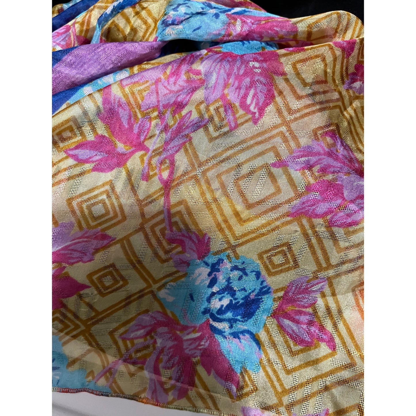 Unbranded Pink Yellow and Blue Floral Shawl