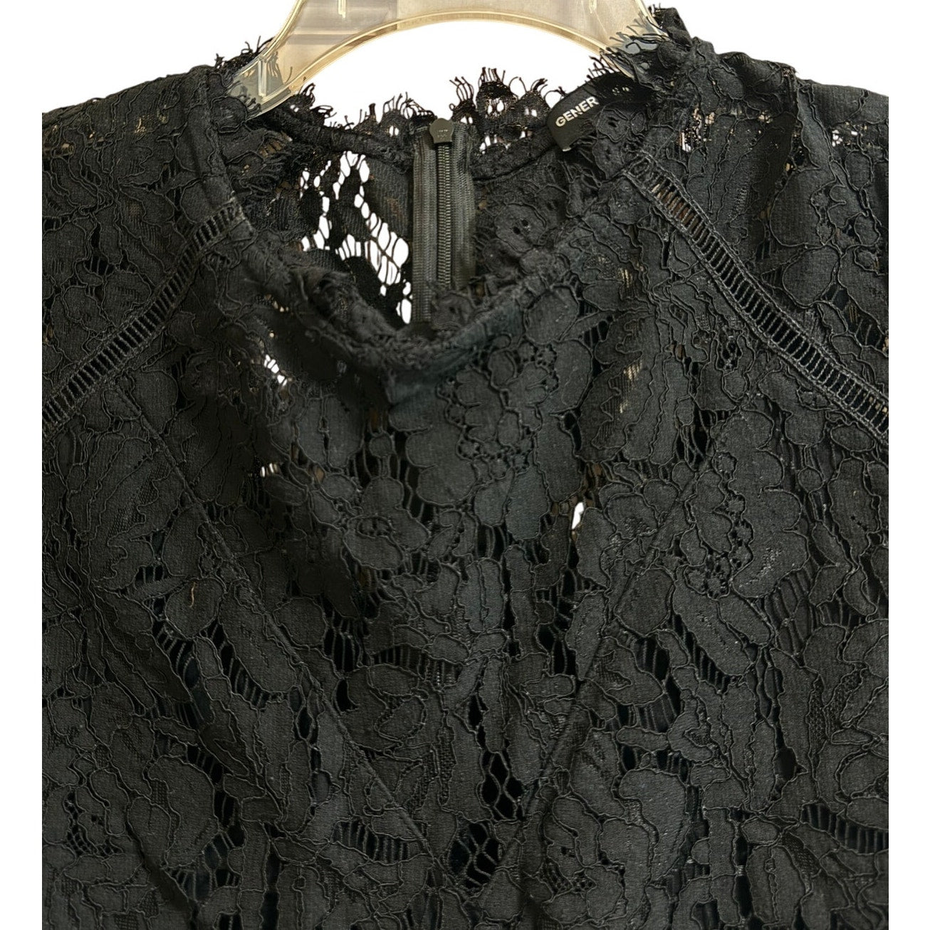 Generation Love New York Black / Dark Navy Lace Sleeveless Blouse - Large