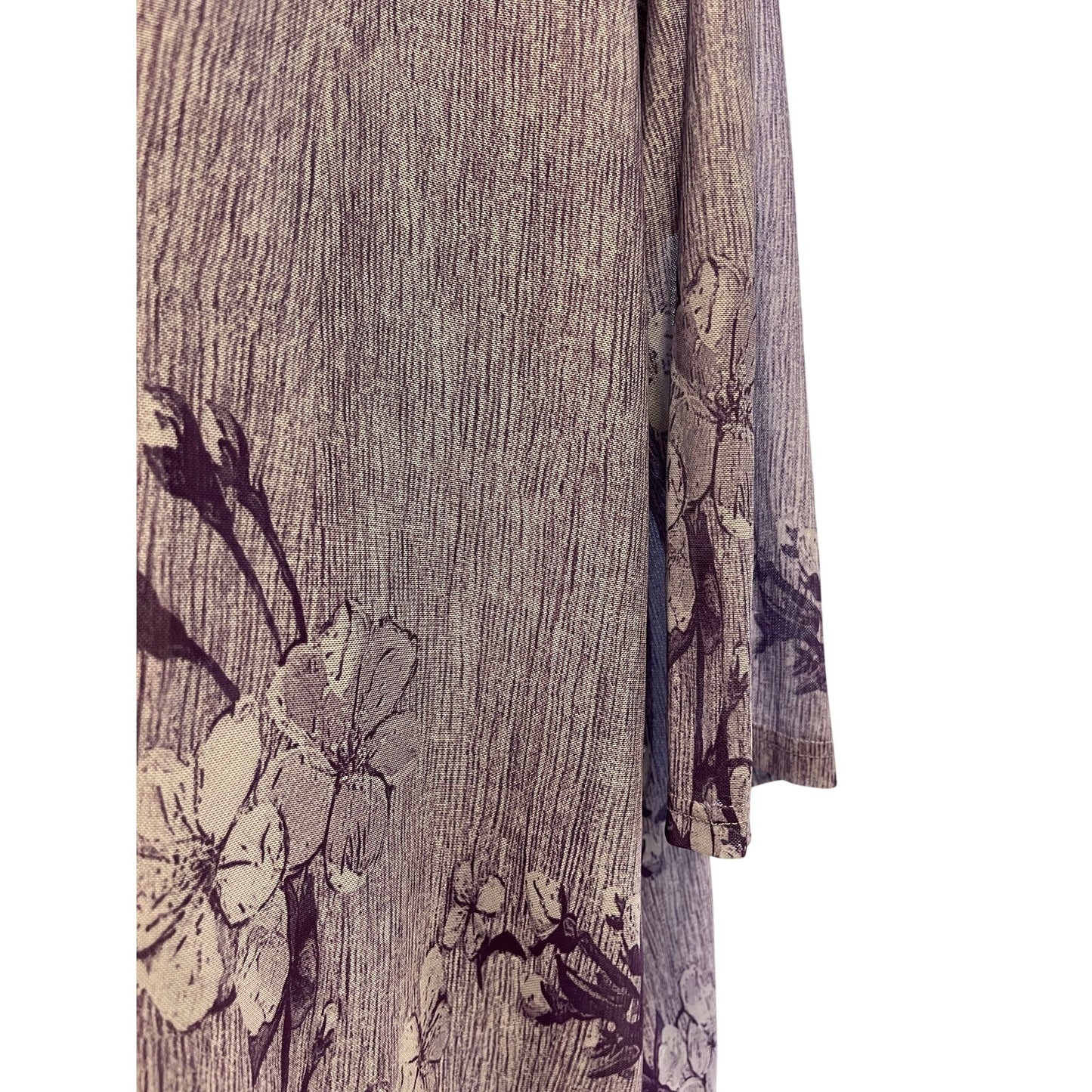 Timeson XXXL Purple Flowy Floral Print Long Sleeve Blouse
