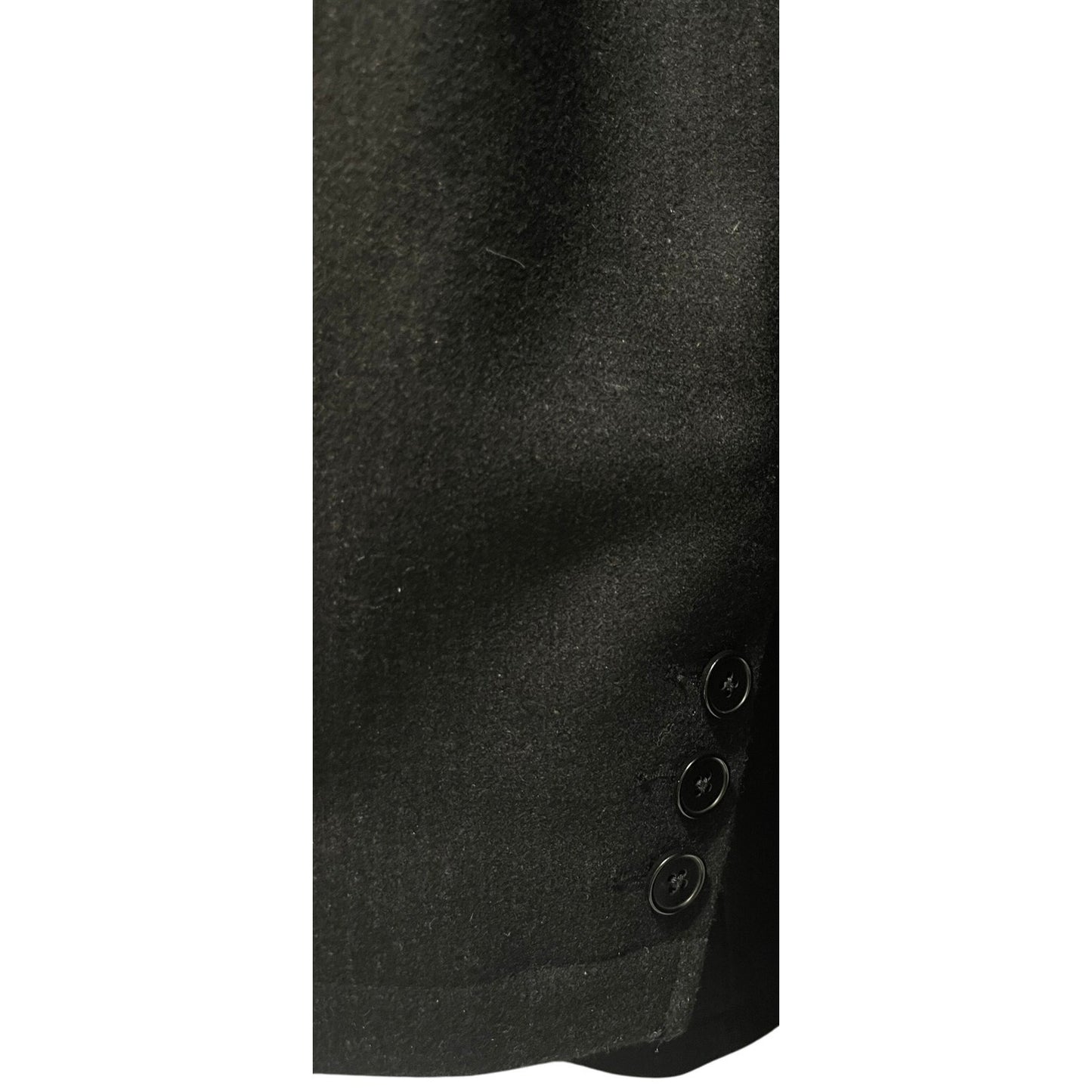 Tom James Virgin Wool Black Overcoat - Large - Quilted - Lined - Padded