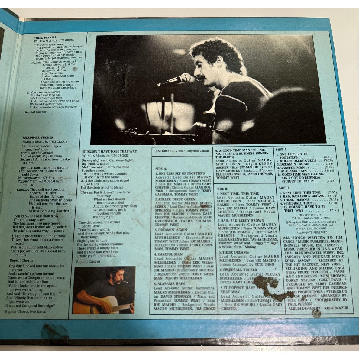 Jim Croce "Life and Times" Vinyl LP 1973 "One Less Set of Footsteps"