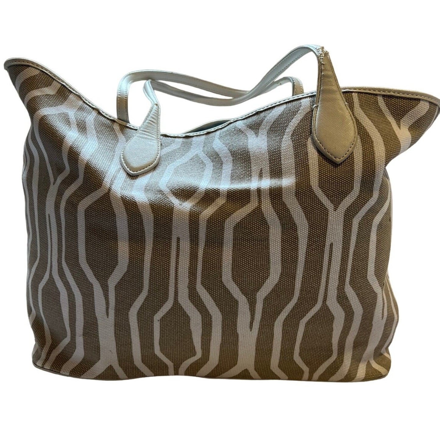 Ann Taylor Tan and White Large Slouchy Tote Bag - NWT