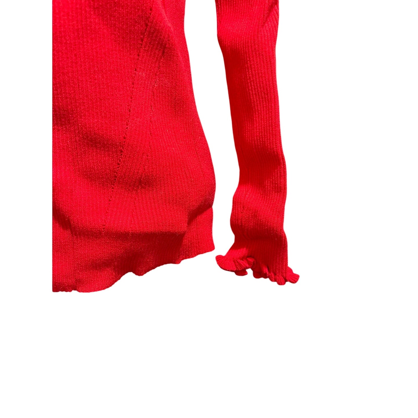 Ann Taylor Petite Size Medium Ribbed Red Long Sleeve Sweater Blouse