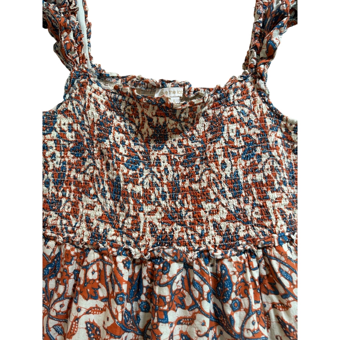 Love the Label Blue and Orange Floral Sleeveless Dress - Large