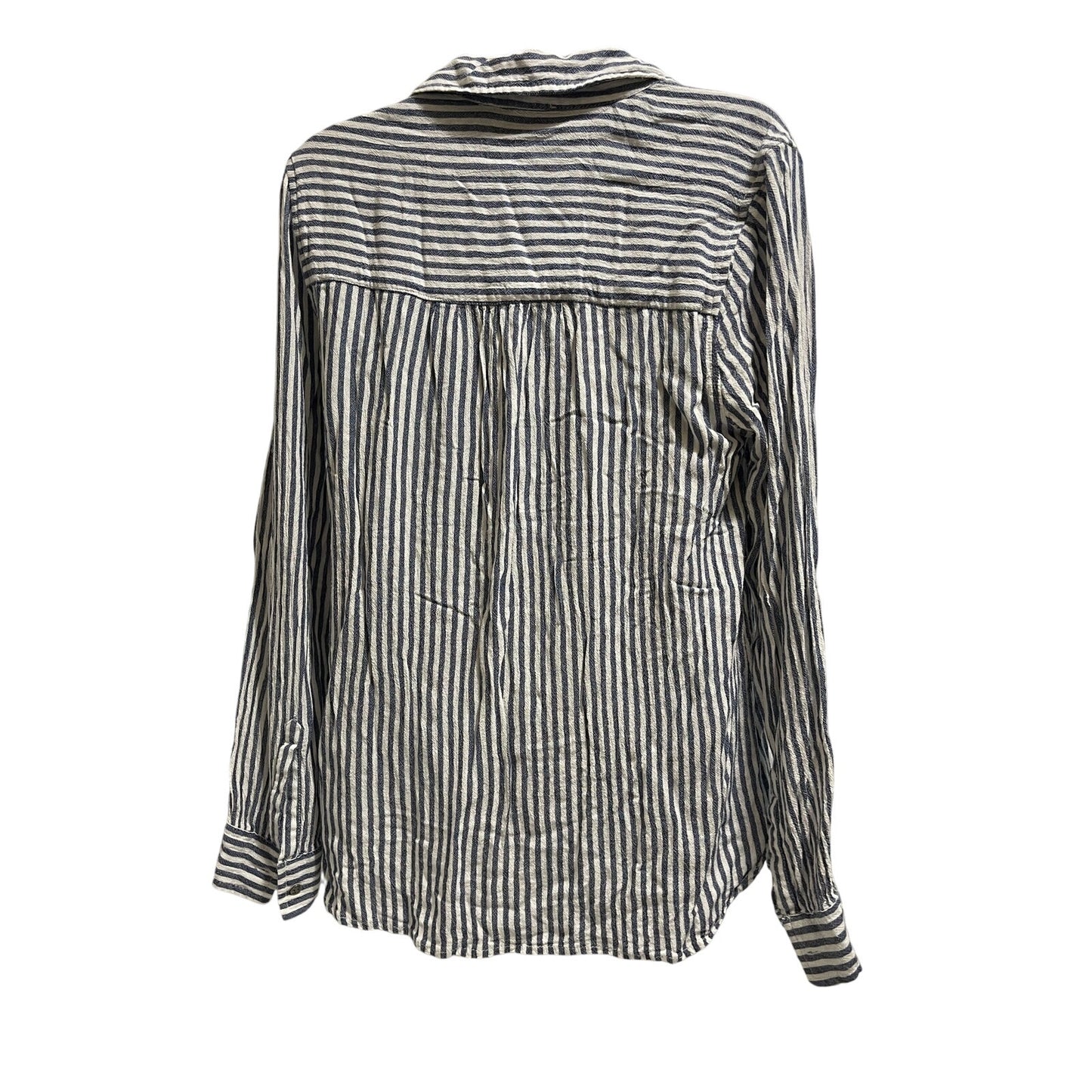 Beach Lunch Lounge Blue & White Striped Button Up Long Sleeve - Size Medium