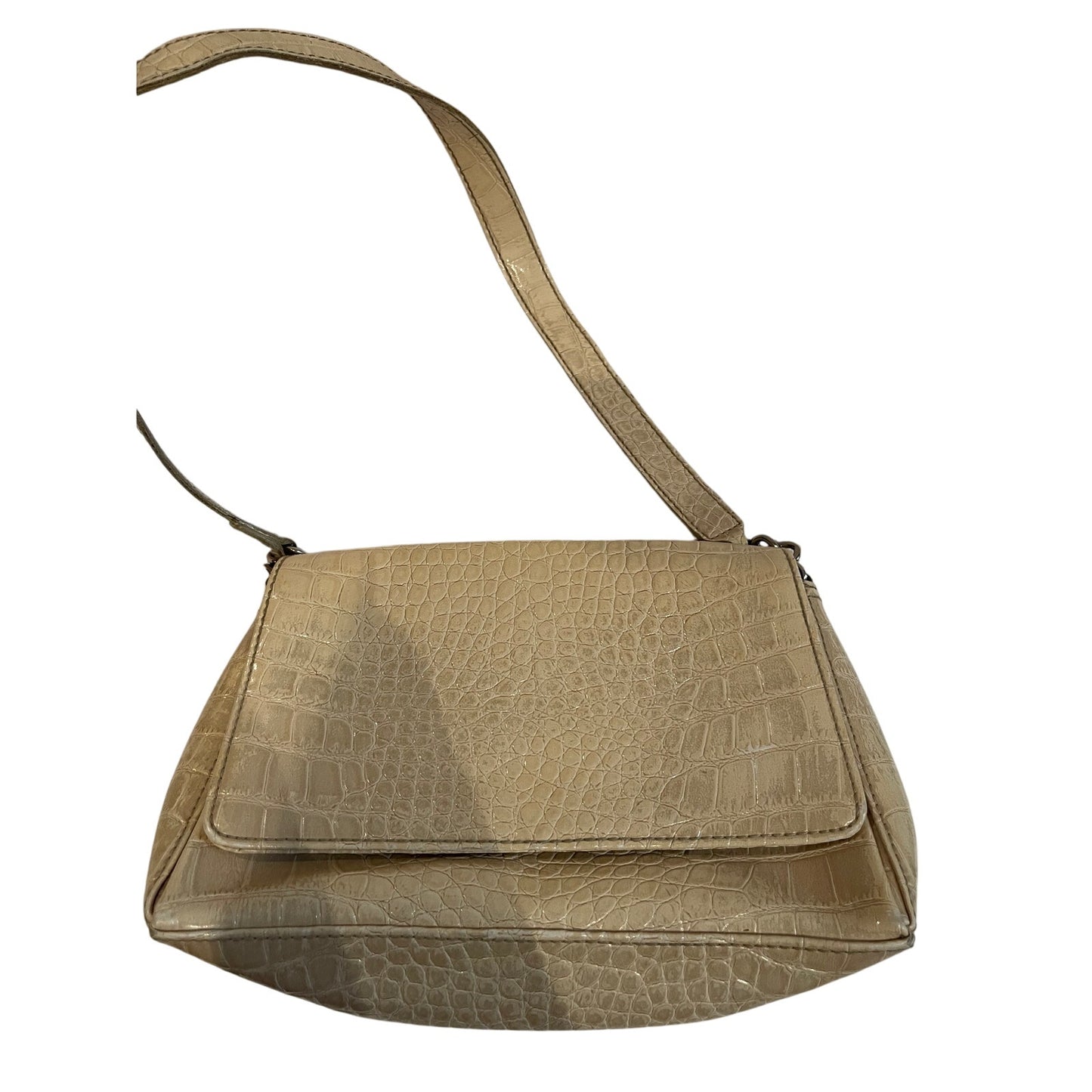 Liz Claiborne Small Off-White Faux Crocodile Skin Shoulder Purse Y2K