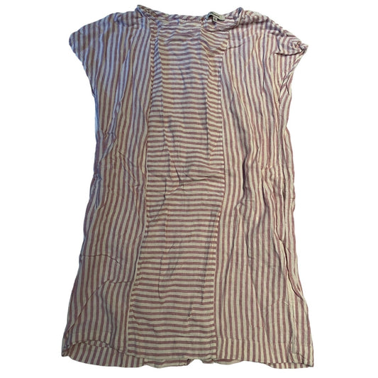 Madewell Women's Size Medium Pink and White Striped Mini Shirt Dress