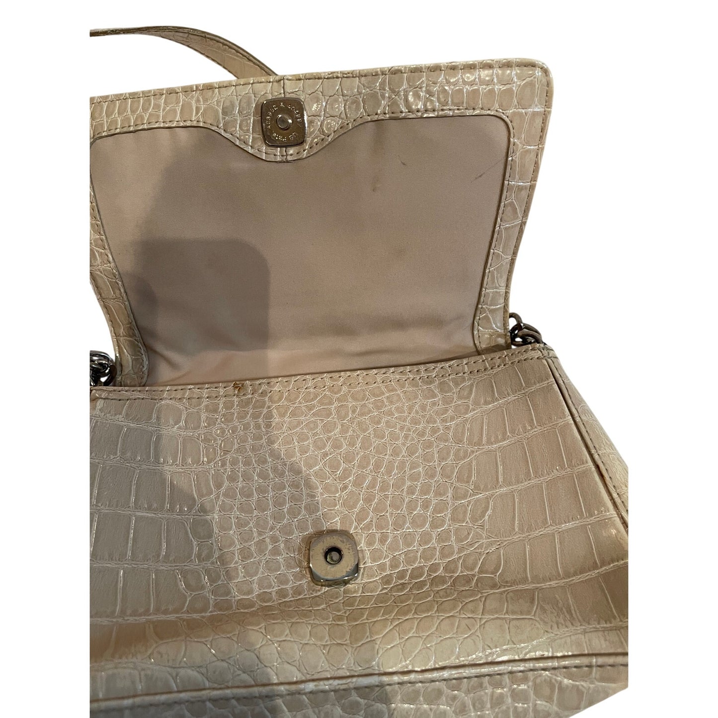 Liz Claiborne Small Off-White Faux Crocodile Skin Shoulder Purse Y2K