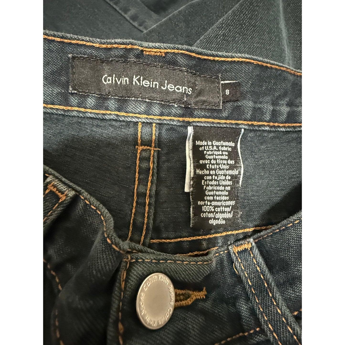 Calvin Klein Jeans Size 8 Women's Classic Straight High Rise Dark Wash Denim