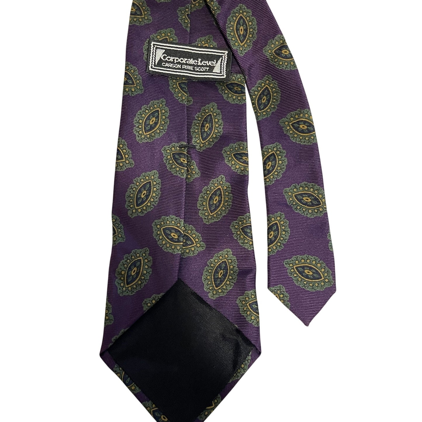 Vintage Carson Pirie Scott Purple Patterned 100% Italian Silk Necktie