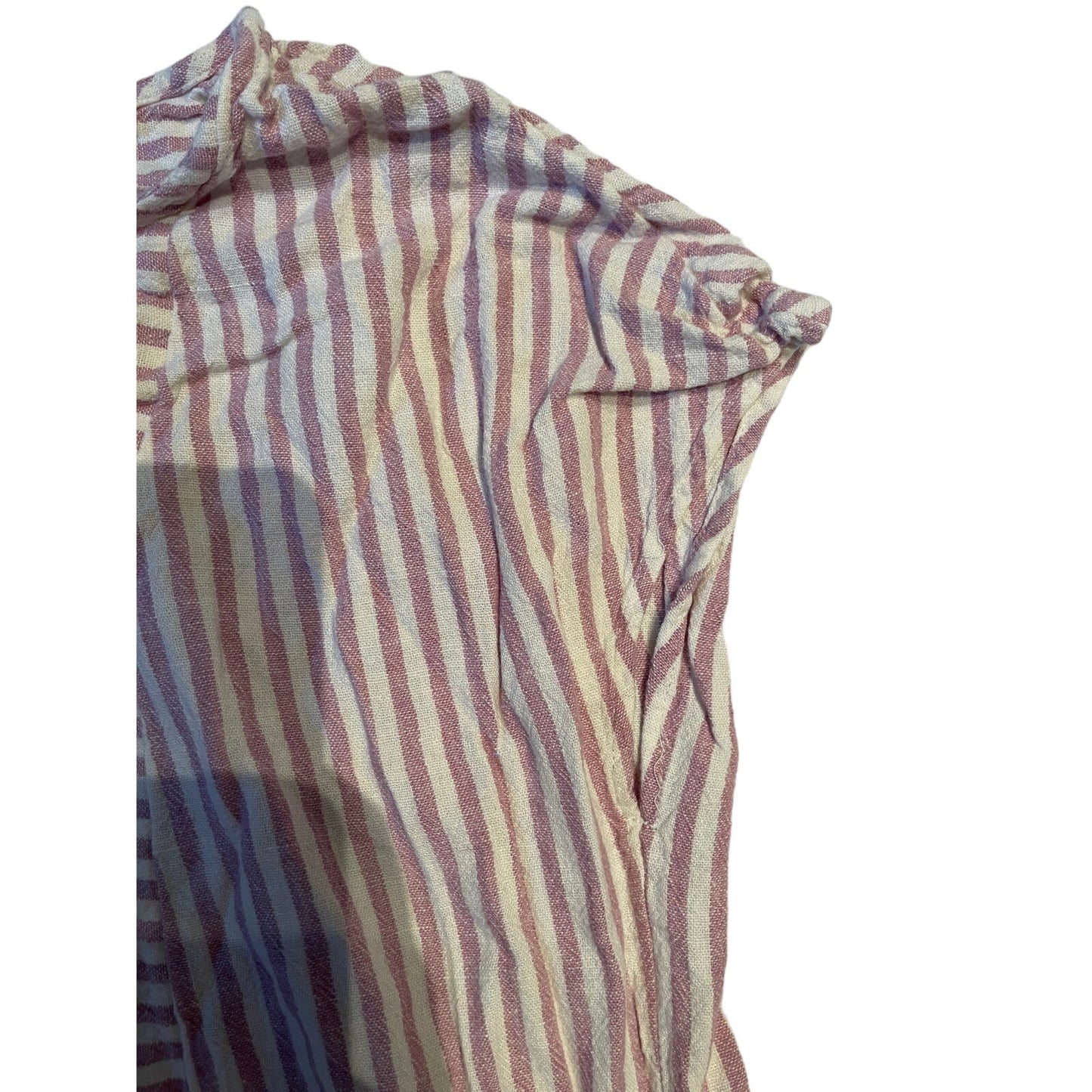 Madewell Women's Size Medium Pink and White Striped Mini Shirt Dress