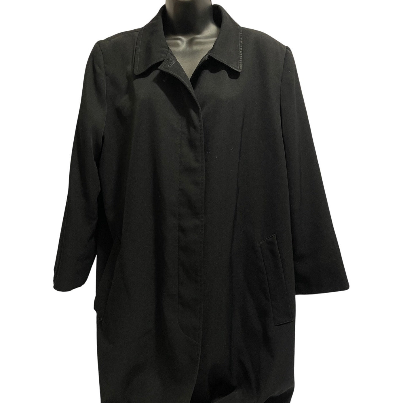 London Fog Black Lined Overcoat - Size Medium Women's