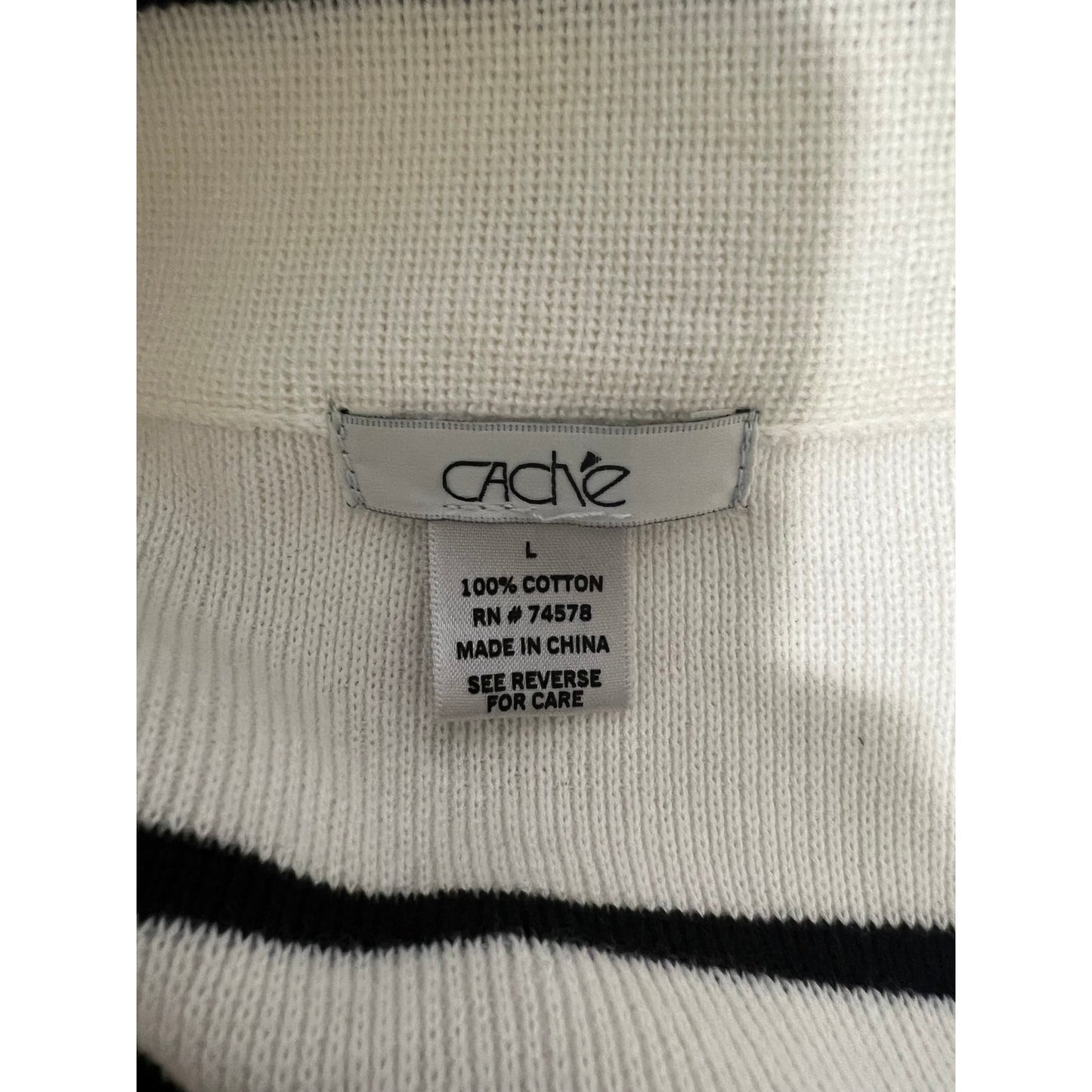 Cache 100% Cotton - Black x White Striped Knit Blazer Size 12