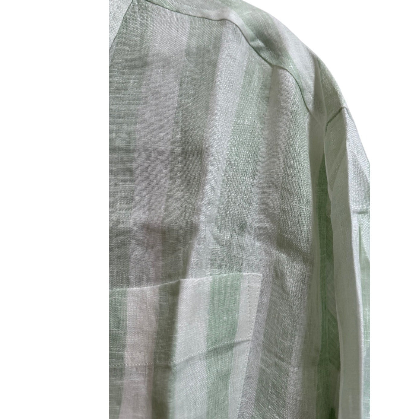 Felix 100% Linen White & Mint Green Stripe Juana Crop Blouse - One Size - NWT
