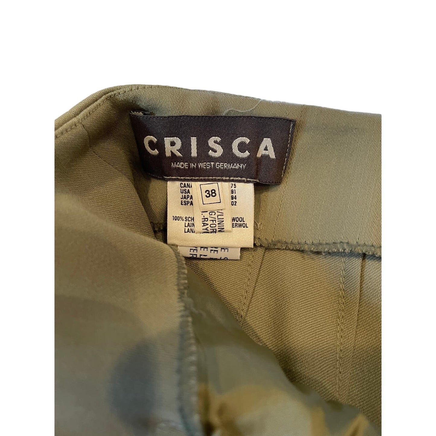 Vintage 1950's Crisca Wool Slacks Womens Size 8 Green Pants Made In West Germany