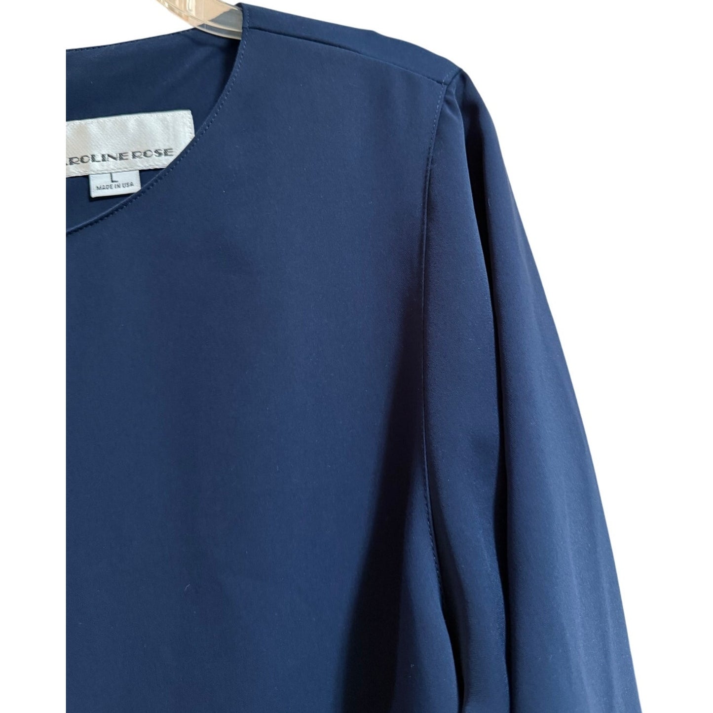 Caroline Rose Navy Blue Midi Dress - 3/4 Sleeve - Size Small