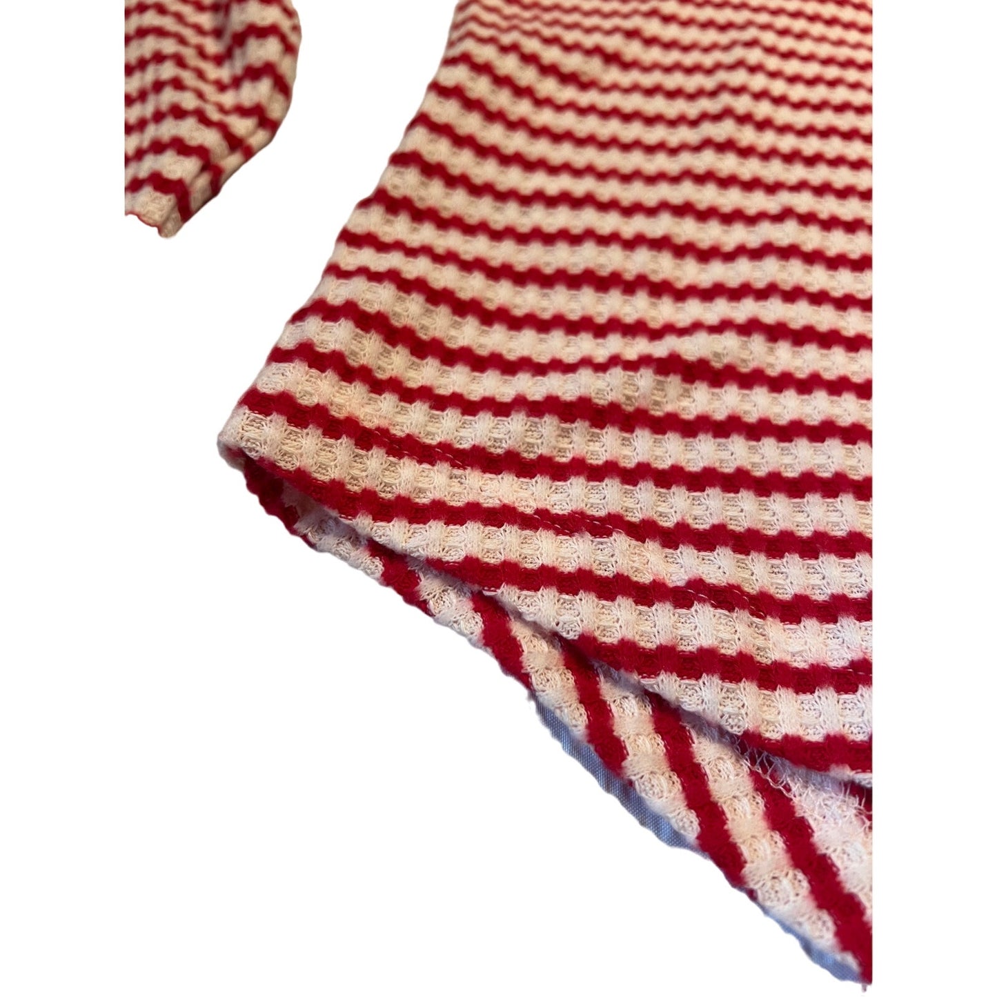 Ann Taylor The Loft Waffle Knit Long Sleeve White & Red Striped Sweater - NWT