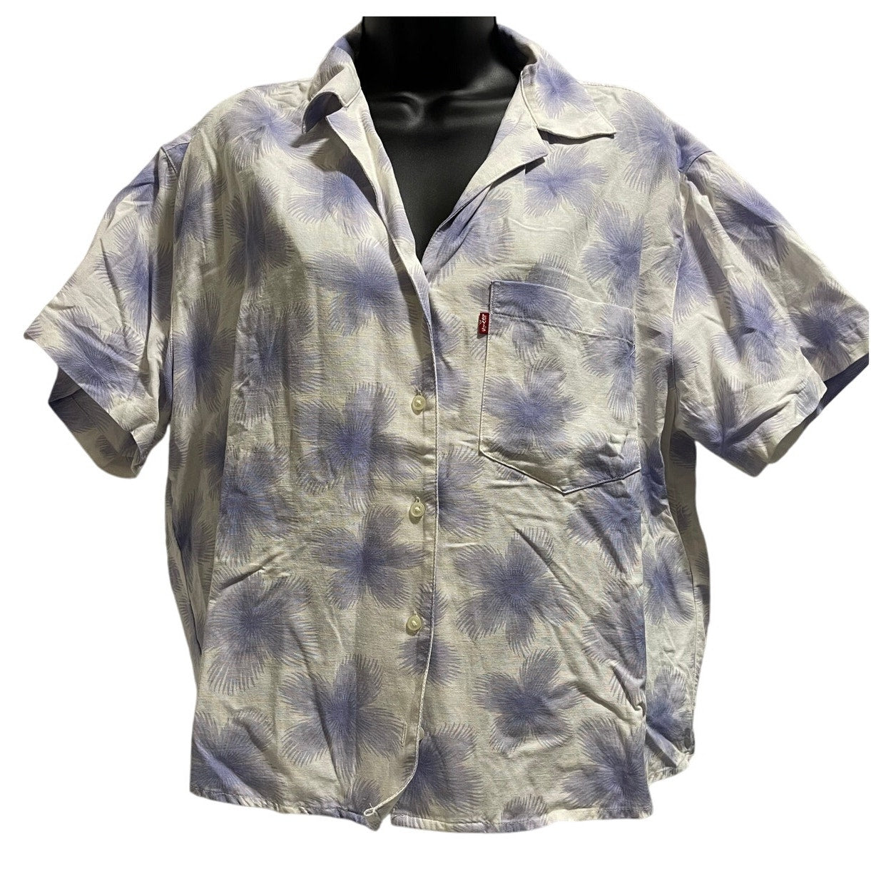 Levi's White & Purple Floral Shirt - Cropped Button Up - Size Large