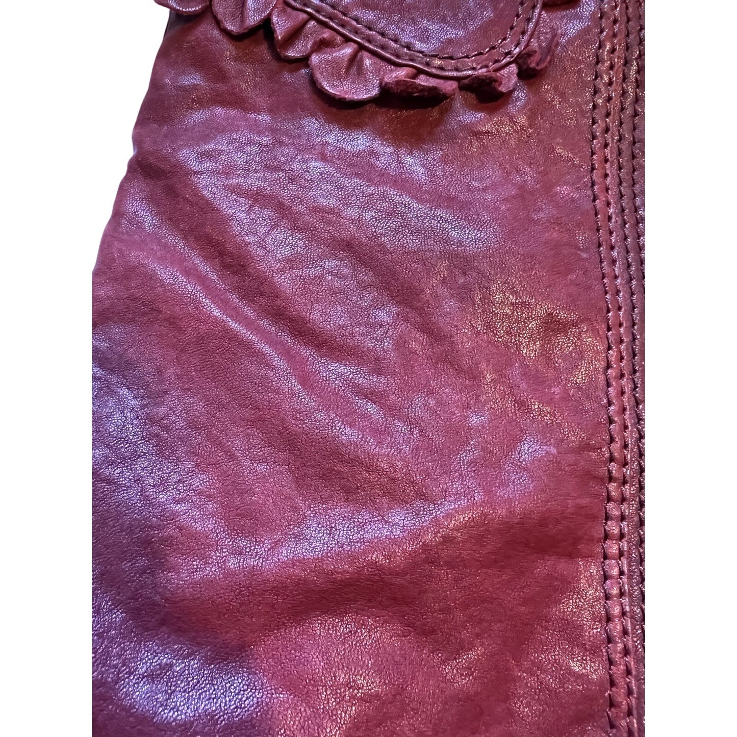 Lucky Brand Brick Red Distressed Lamb Leather Shoulder Bag