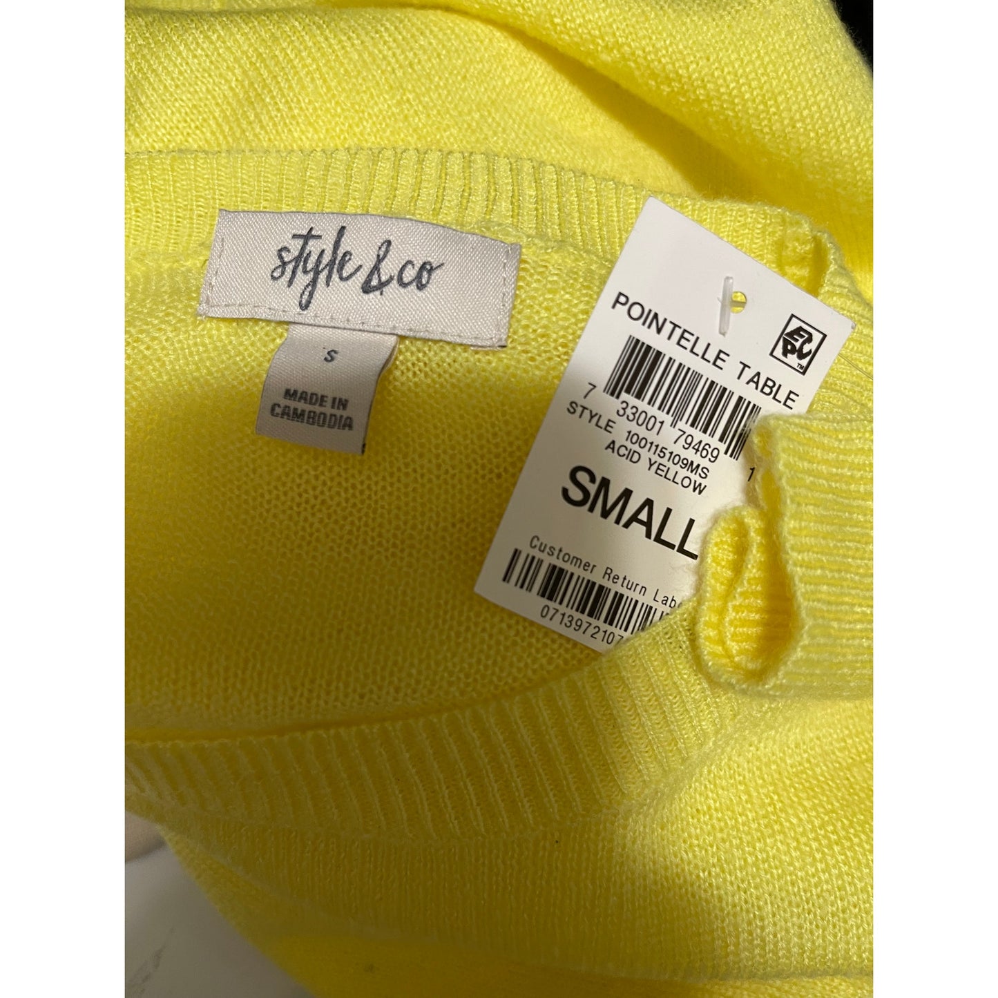 NWT Style & Co Women's Yellow Knit Sweater - Size Small