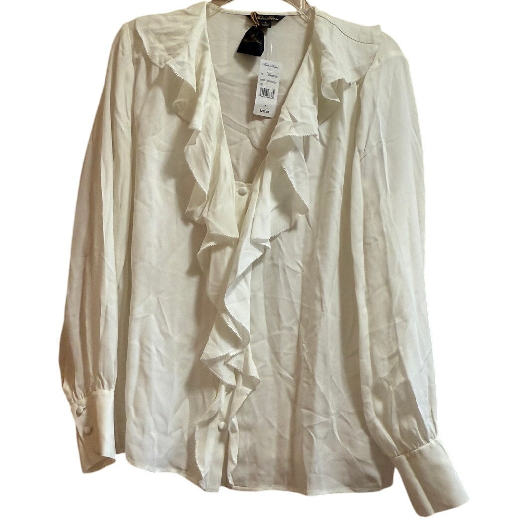 Brooks Brothers Size 8 White Sleeveless Ruffle Blouse - NWT - $298 MSRP