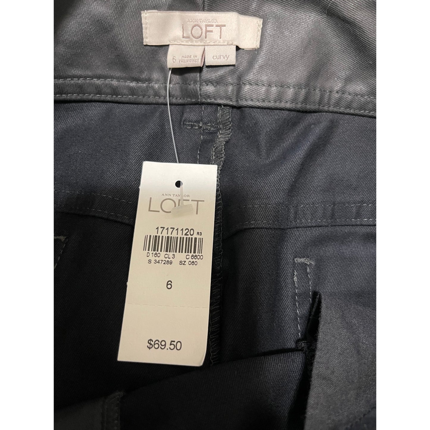 NWT Ann Taylor Dark Grey Coated Denim Curvy Fit Pencil Skirt - Size 6 - $69.50