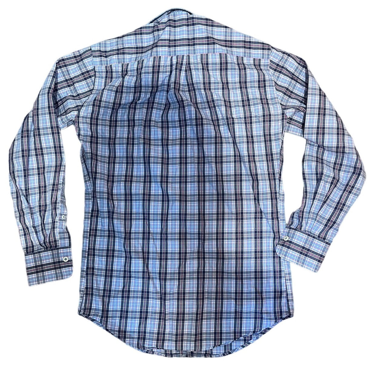 Peter Millar - Blue & Pink Plaid - 100% Cotton - Small - Long Sleeve Shirt