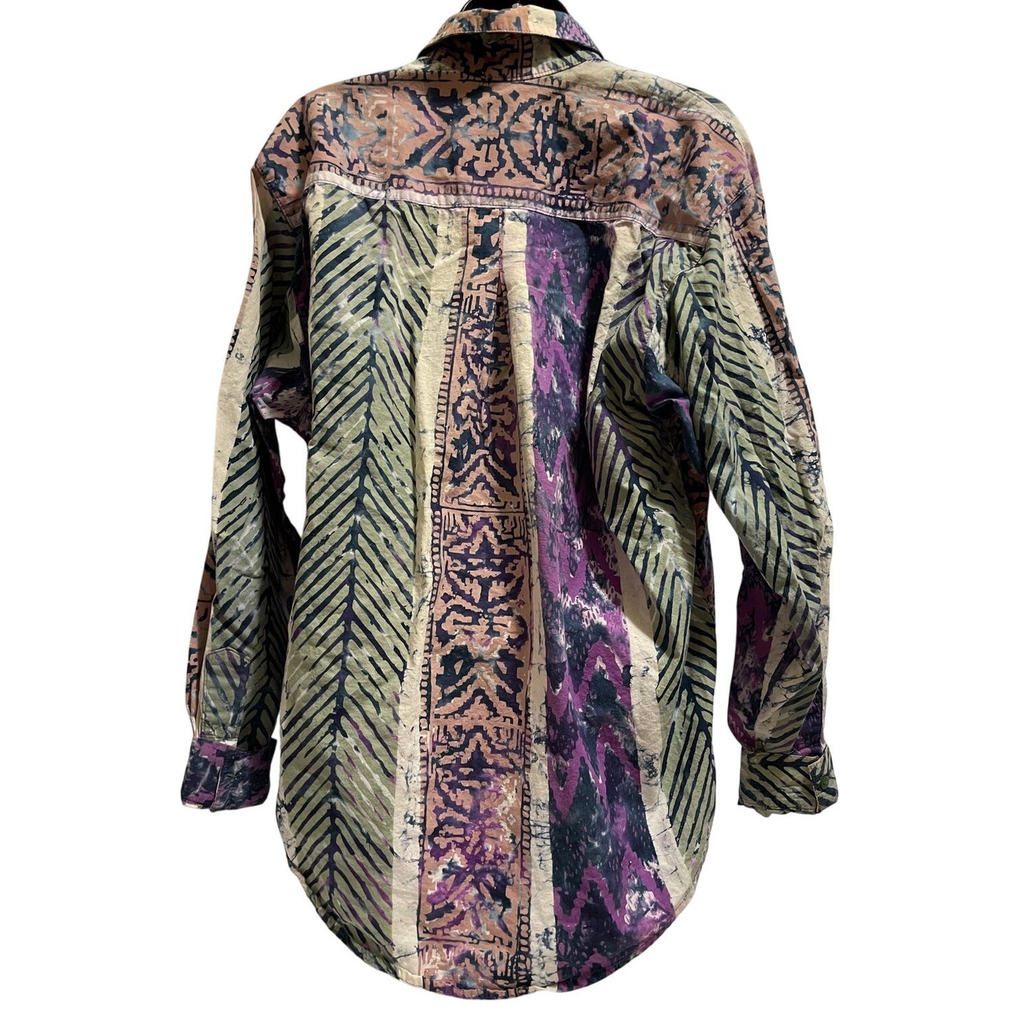 Vintage The Territory Ahead Abstract All Over Print Button Front Shirt - Medium