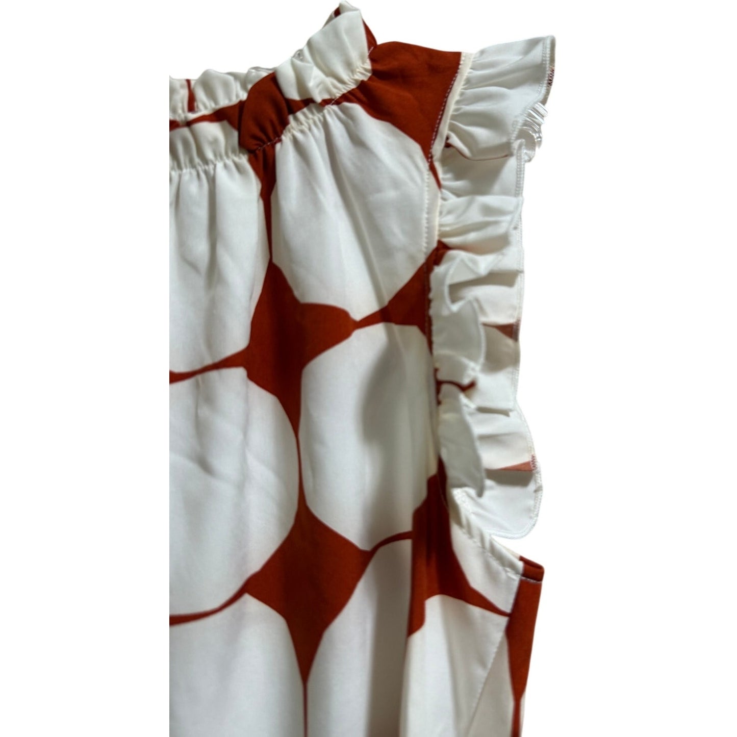 Ces Femme Red and White Patterned Sleeveless Blouse - Size Small - NWT