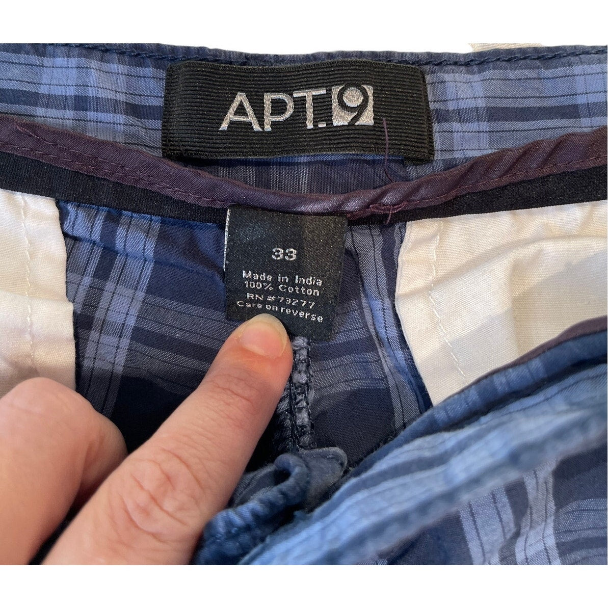 Apt 9 - Blue Plaid - Men's Size 33 - Golf Shorts - 100% Cotton