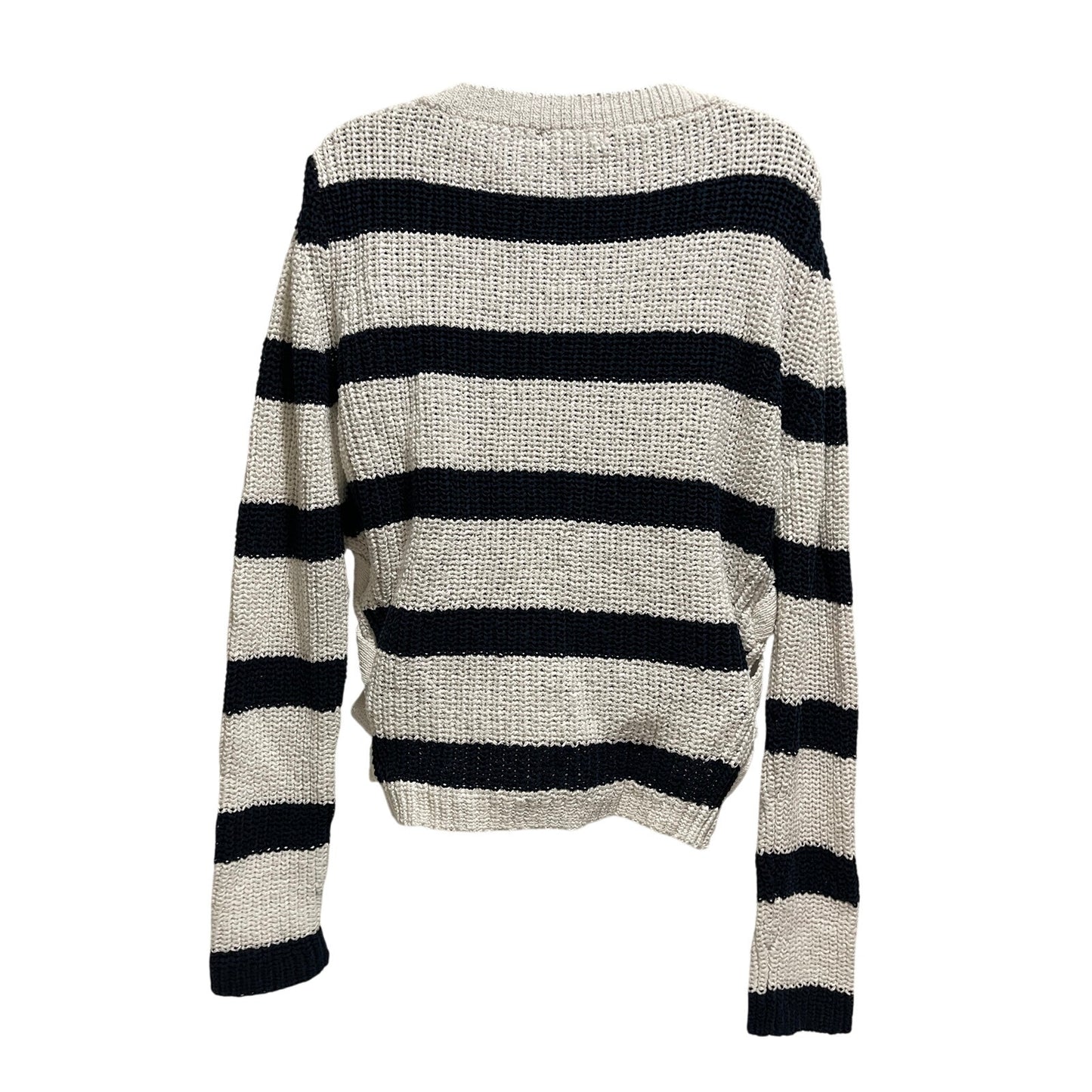 Fate. Size Large White & Black Striped Knit Sweater with Tie Sides