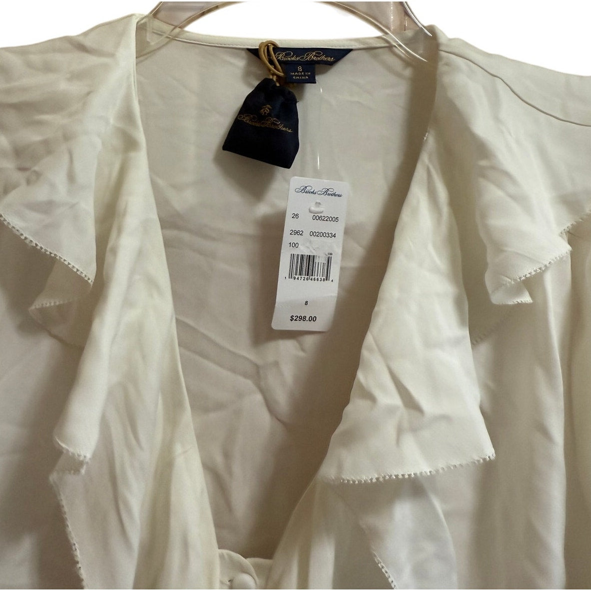 Brooks Brothers Size 8 White Sleeveless Ruffle Blouse - NWT - $298 MSRP