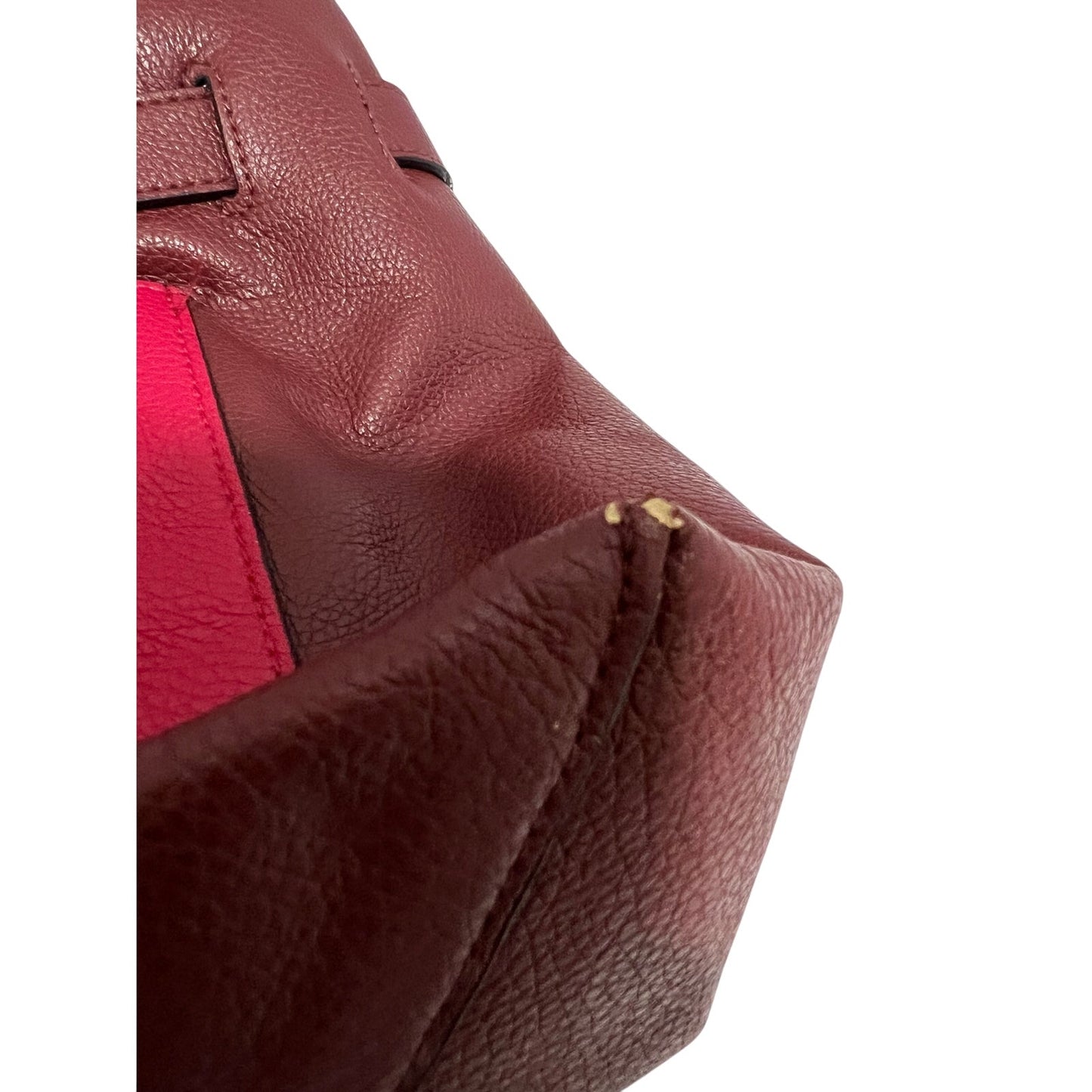 Reed Leather Purse - Red and Burgundy - Top Handle