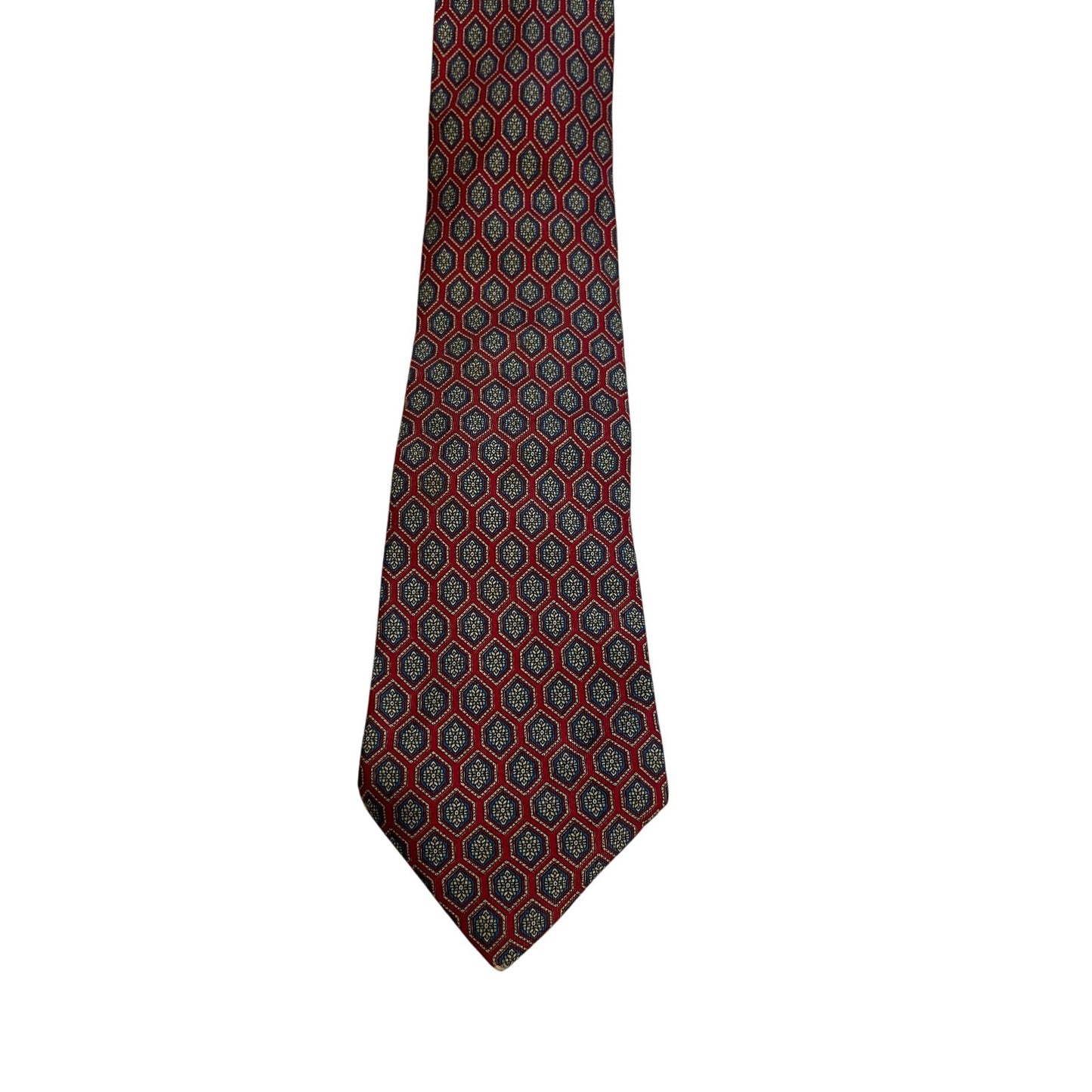 Vintage Aquascutum 10% Silk English Made Red Patterned Necktie