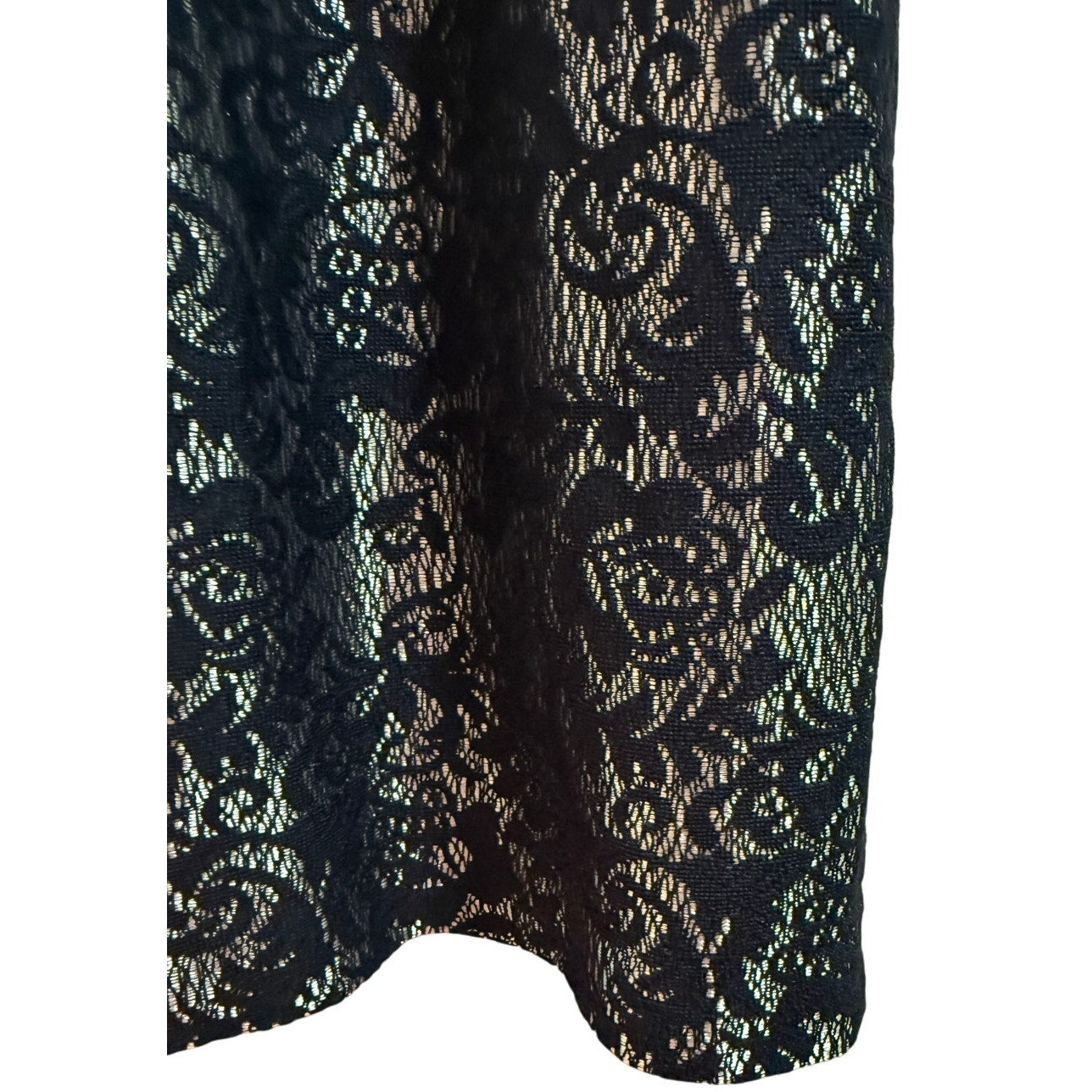 David Meister Gold and Black Lace Sleeveless Mini Dress - Size 8