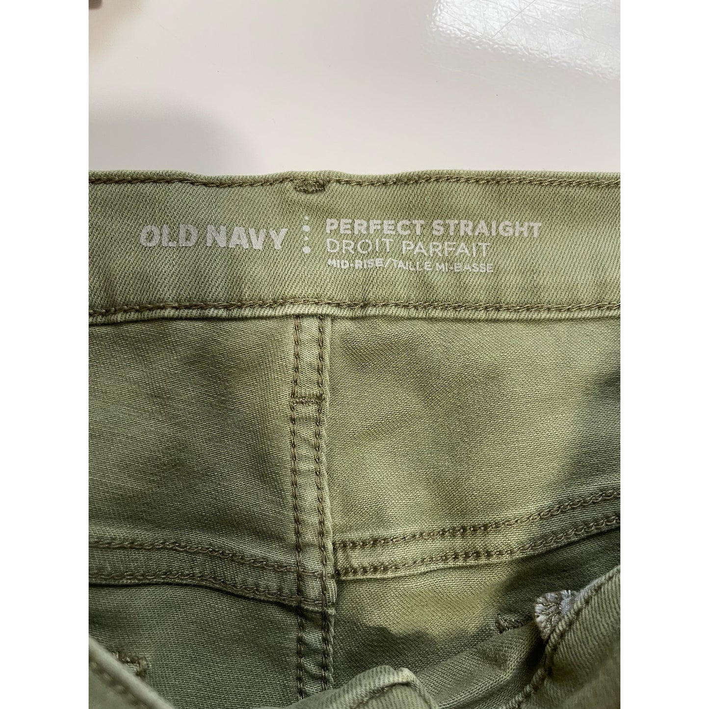 Old Navy Perfect Straight Size 16 Green Denim Jeans Frayed Hem