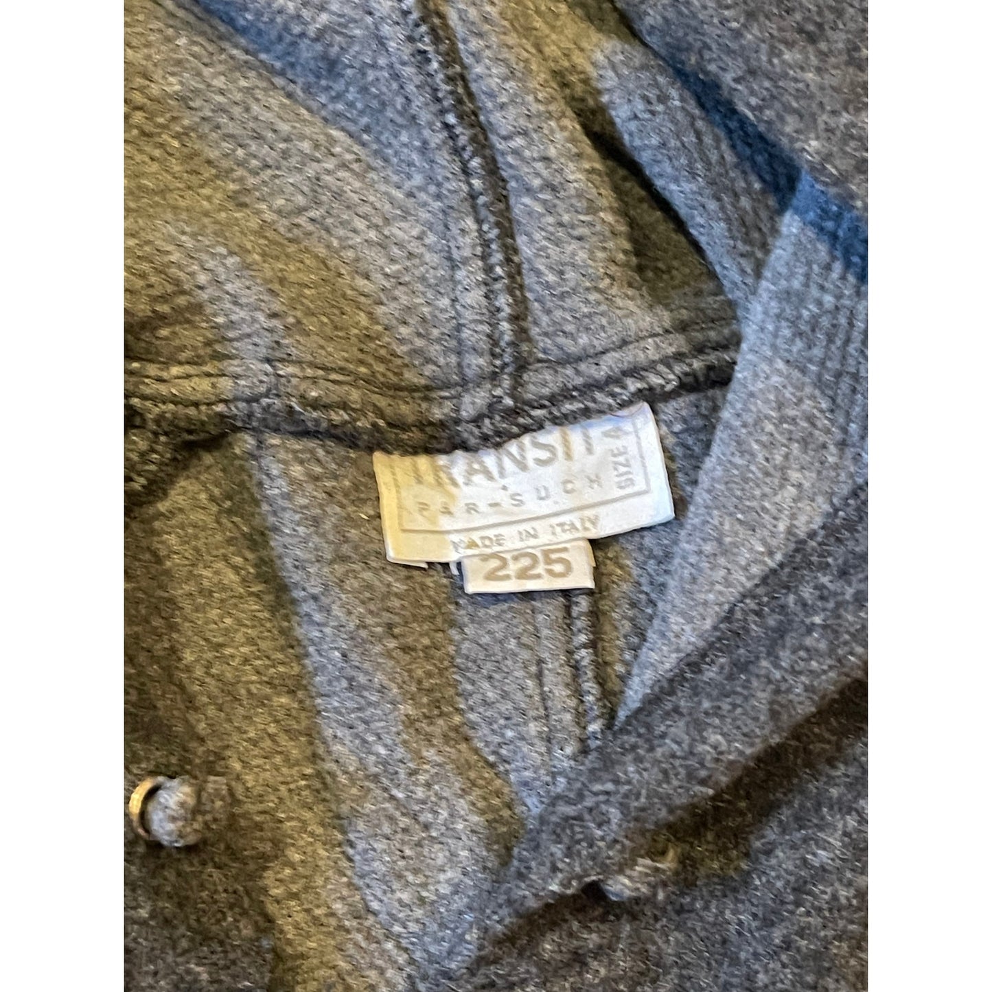 Transit Par-Such Grey Wool Blend XL Zip Up Hooded Sweater