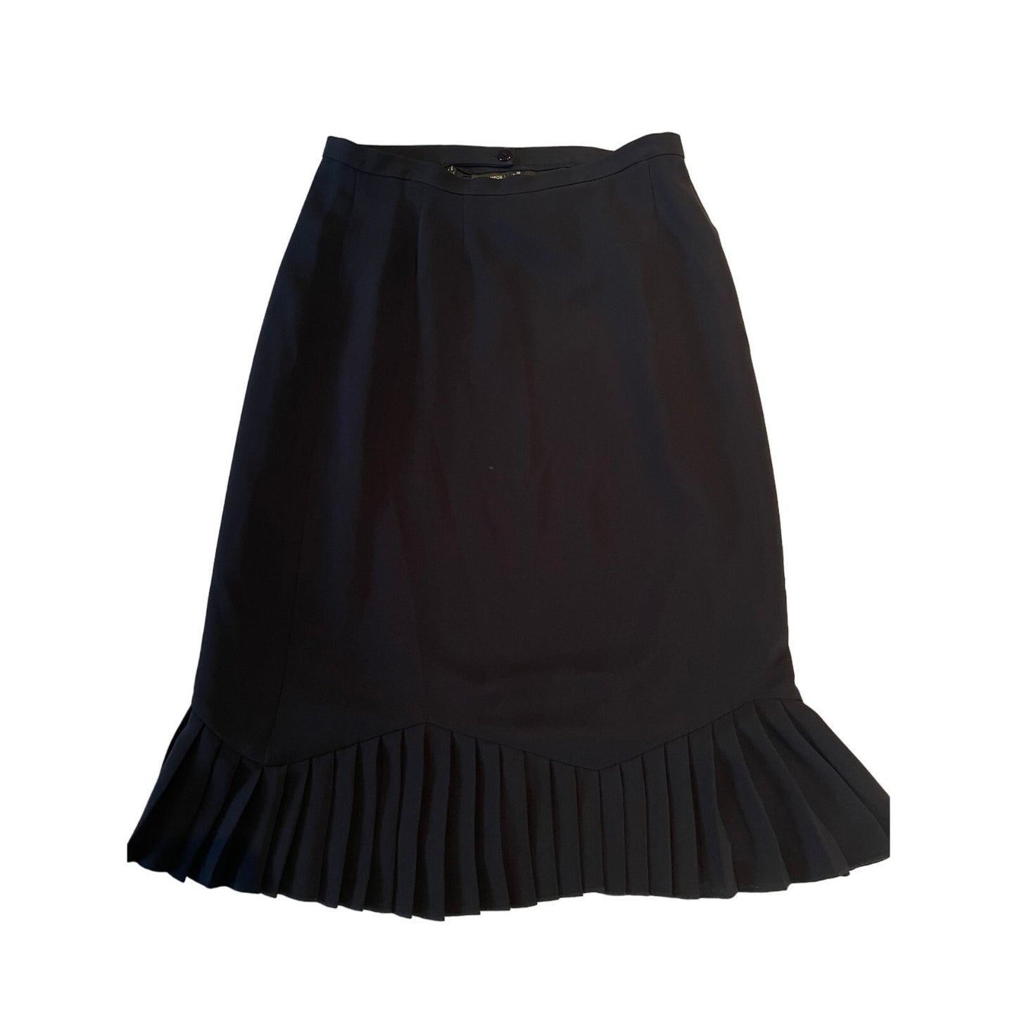 Albert Nipon - Size 10 - Black Midi Skirt - Pleated Hem