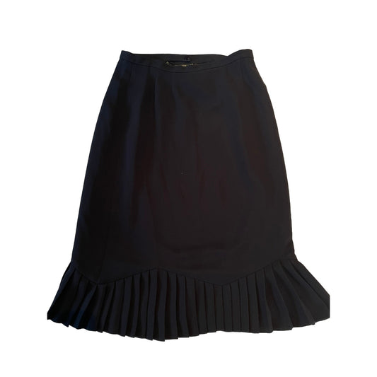 Albert Nipon - Size 10 - Black Midi Skirt - Pleated Hem