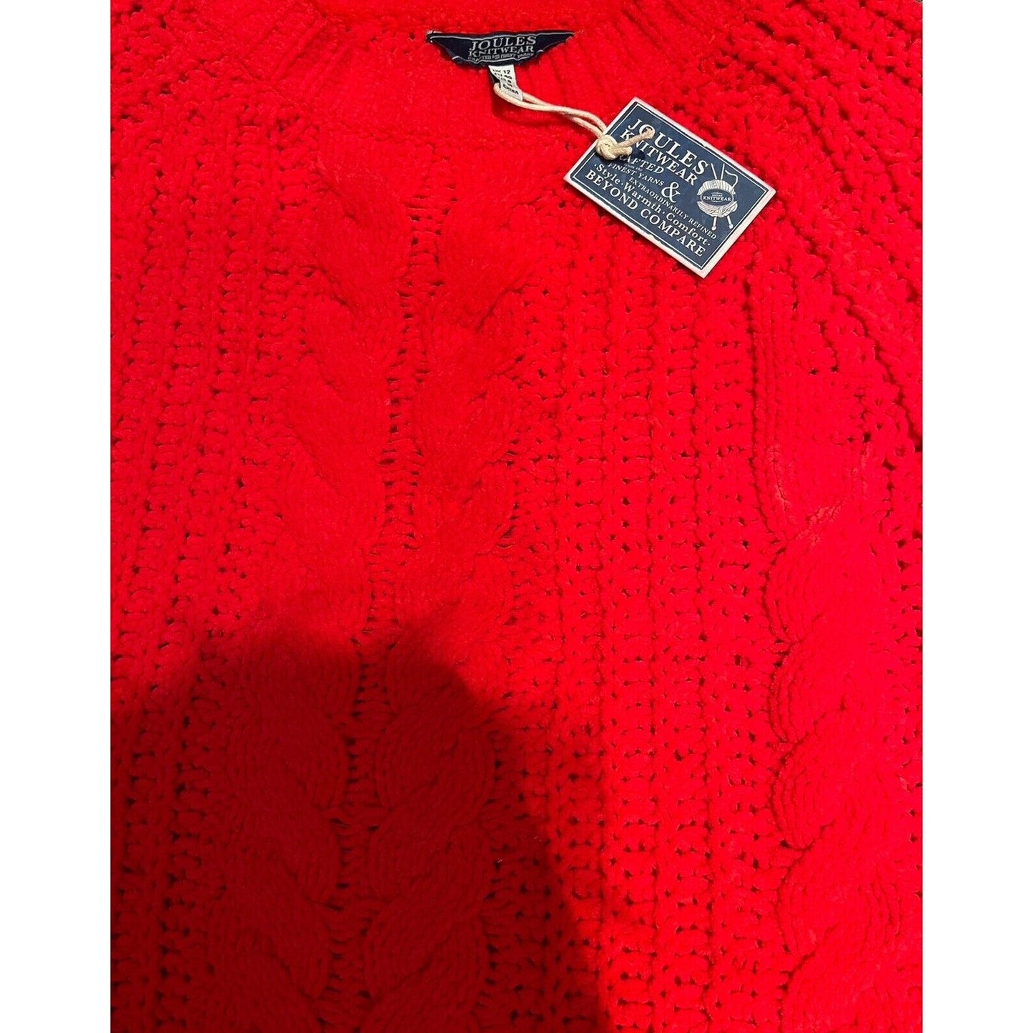 NWT Joules Knitwear Red Cable Knit Women’s Sweater Crew Neck Size 8 $62 MSRP
