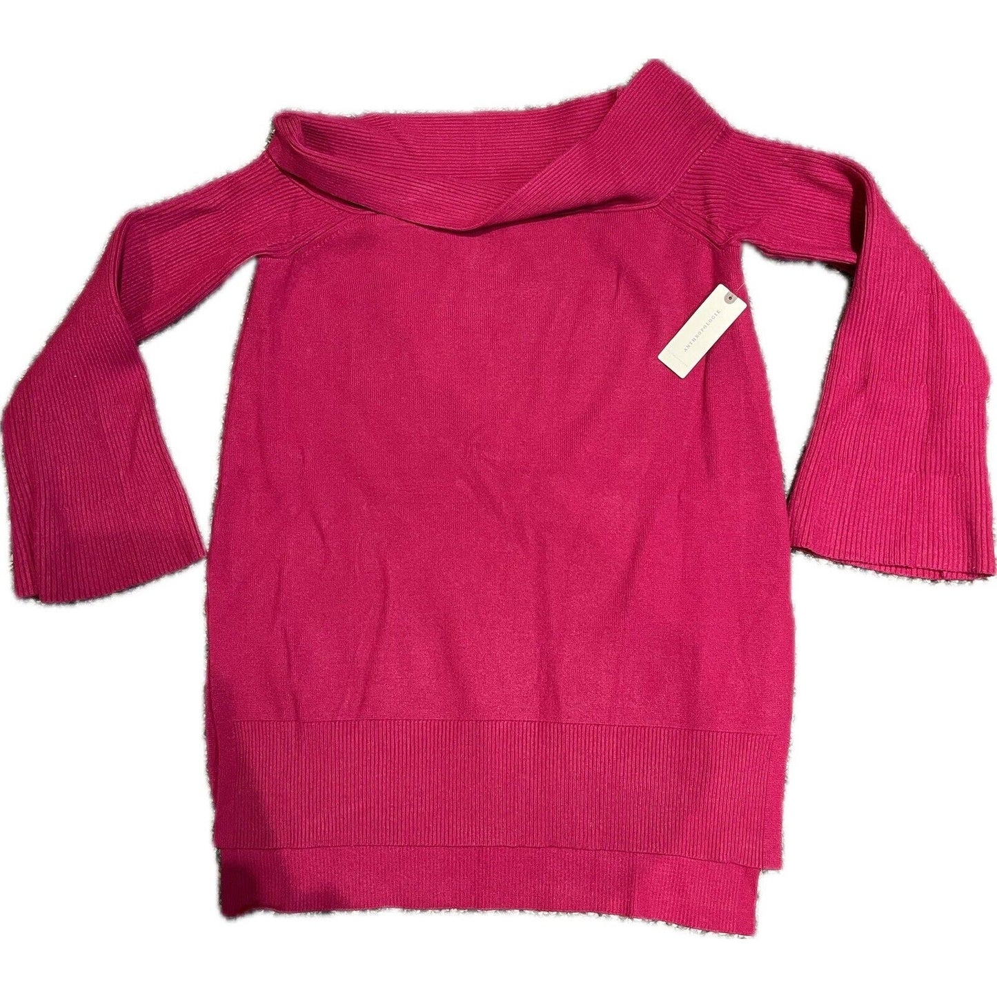 NWT Anthropologie Women’s Split Hem Cowl Neck Size Small Pink Sweater $120 MSRP