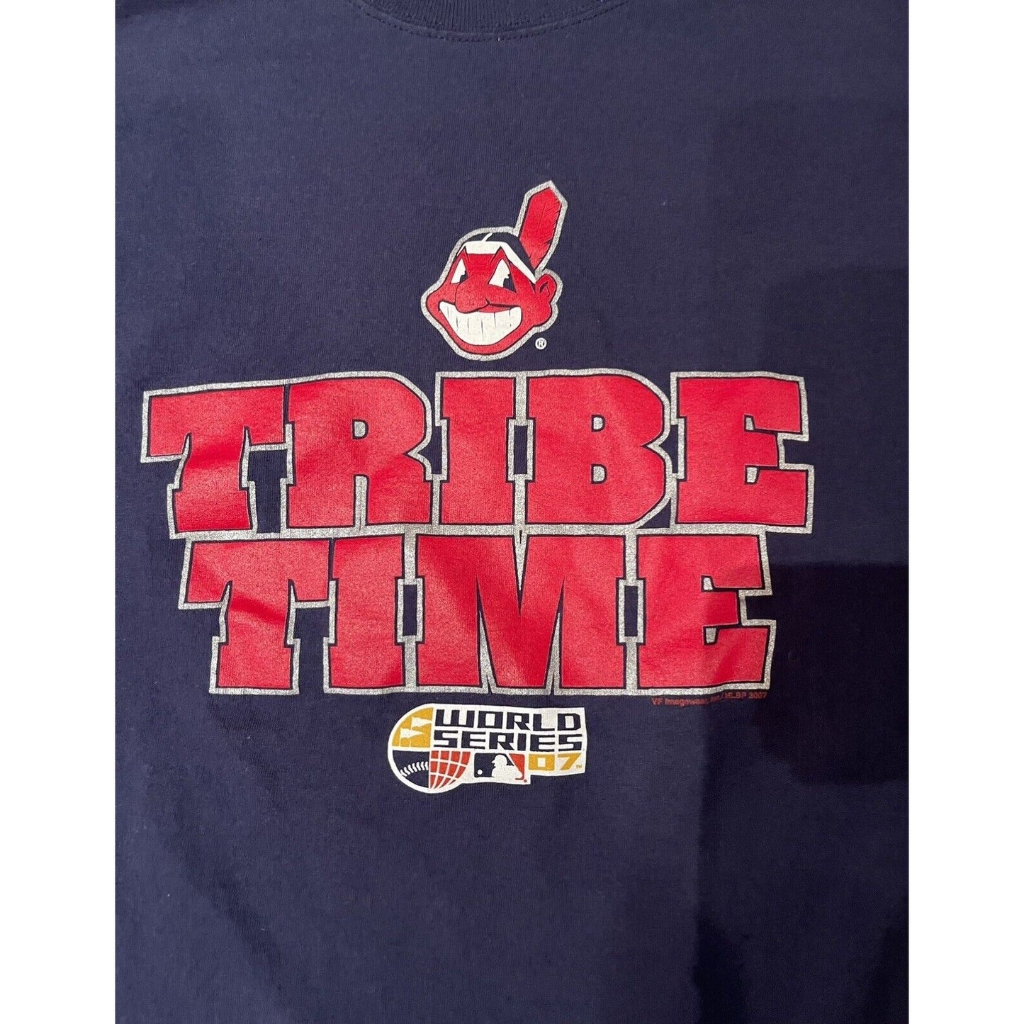 Cleveland Indians Shirt Adult Large Blue Short Sleeve MLB Baseball World Series